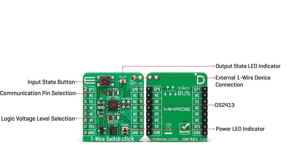 1-Wire Switch Click hardware overview image