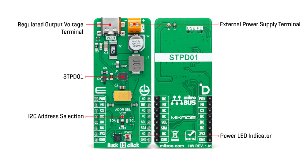 Buck 19 Click hardware overview image