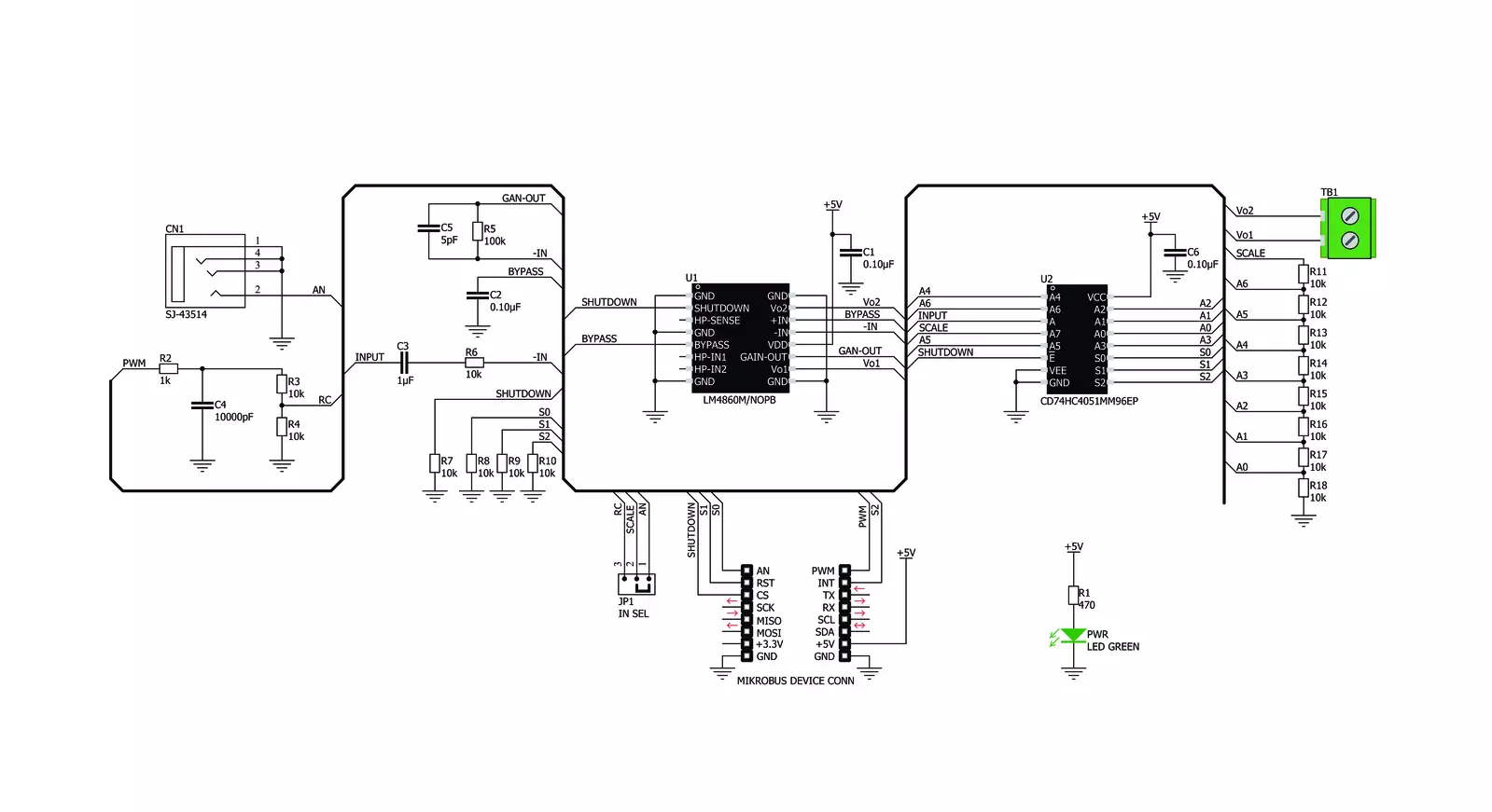 AudioAmp 4 Click Schematic schematic