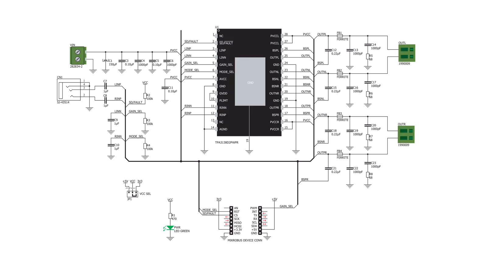 AudioAmp 5 Click Schematic schematic