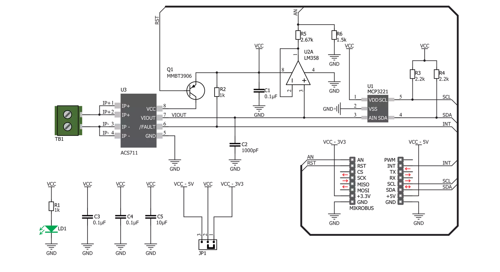 Hall current 2 Click Schematic schematic