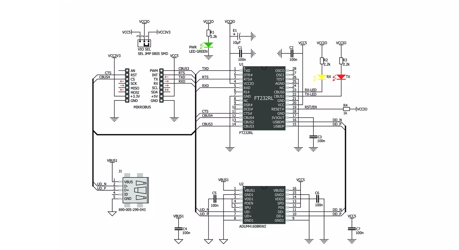 USB UART 2 Click Schematic schematic