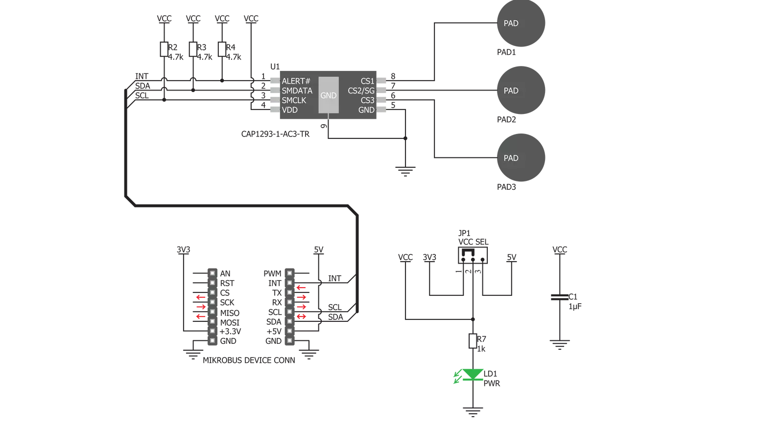 Touch Key 4 click Schematic schematic