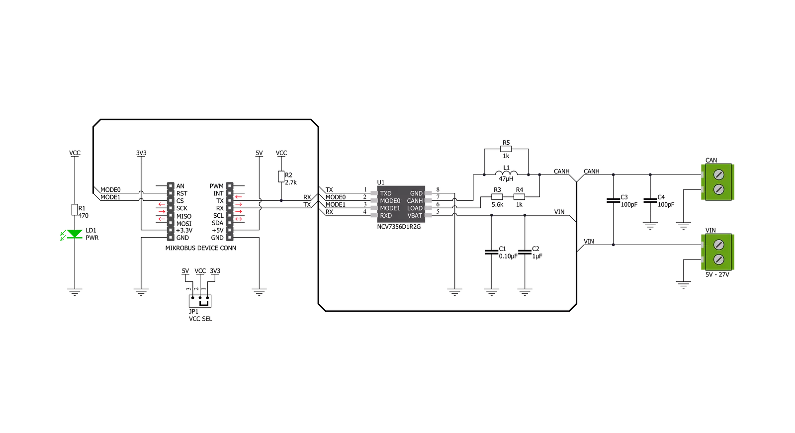 Single Wire CAN Click Schematic schematic