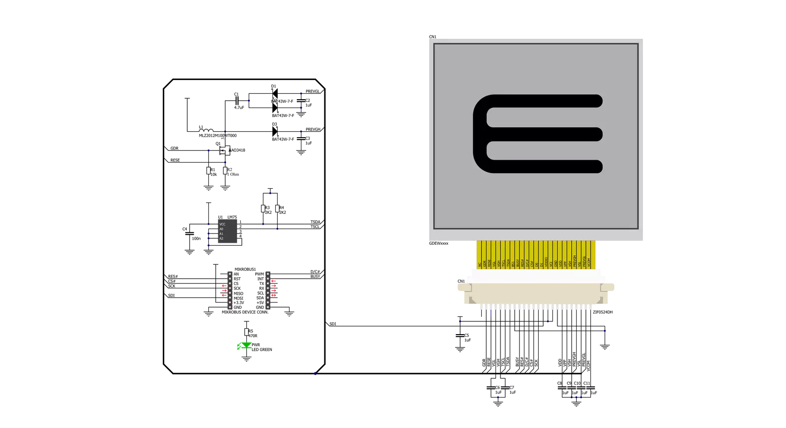 eINK Click - without display Schematic schematic