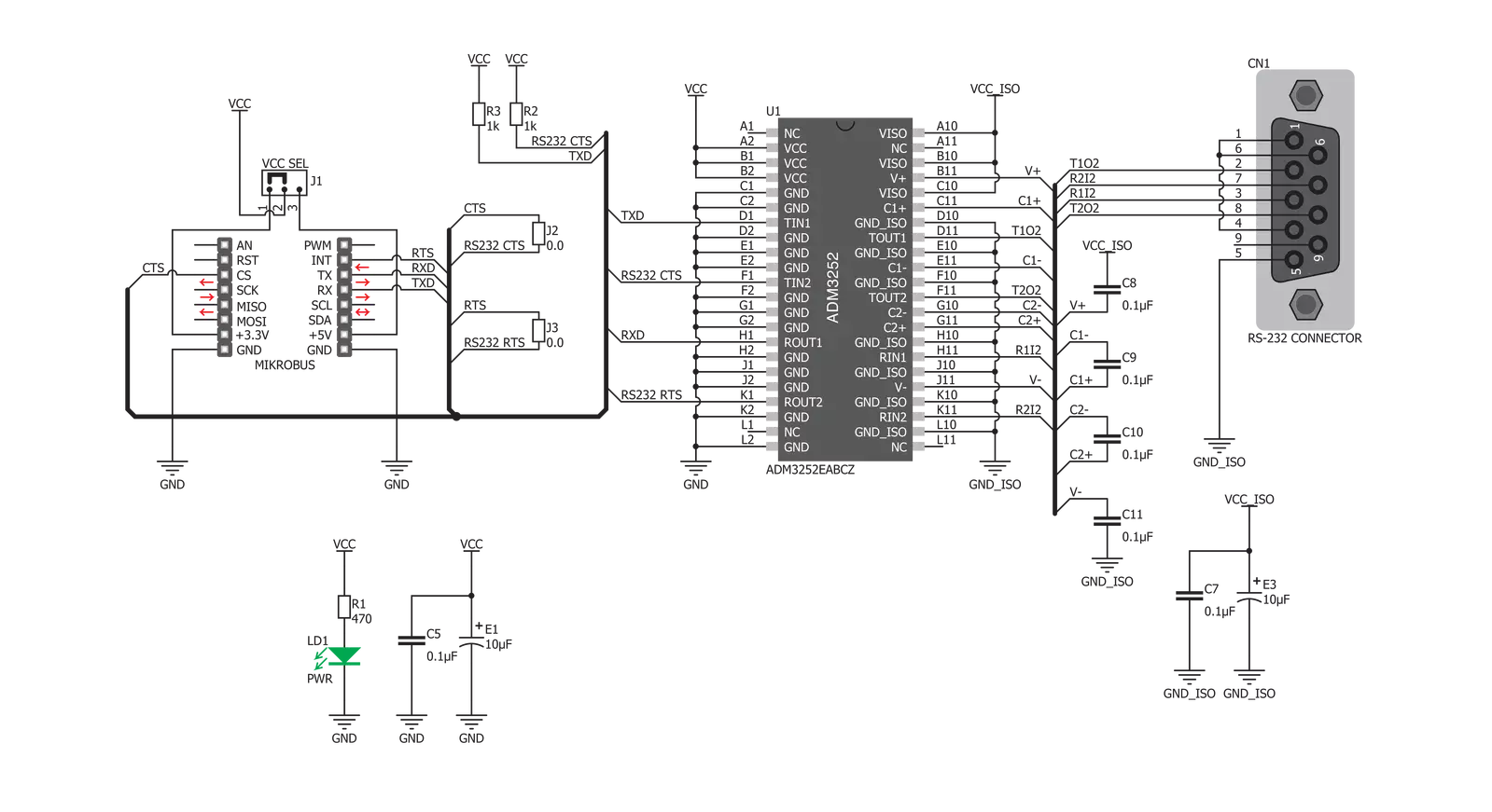 RS232 Isolator Click Schematic schematic