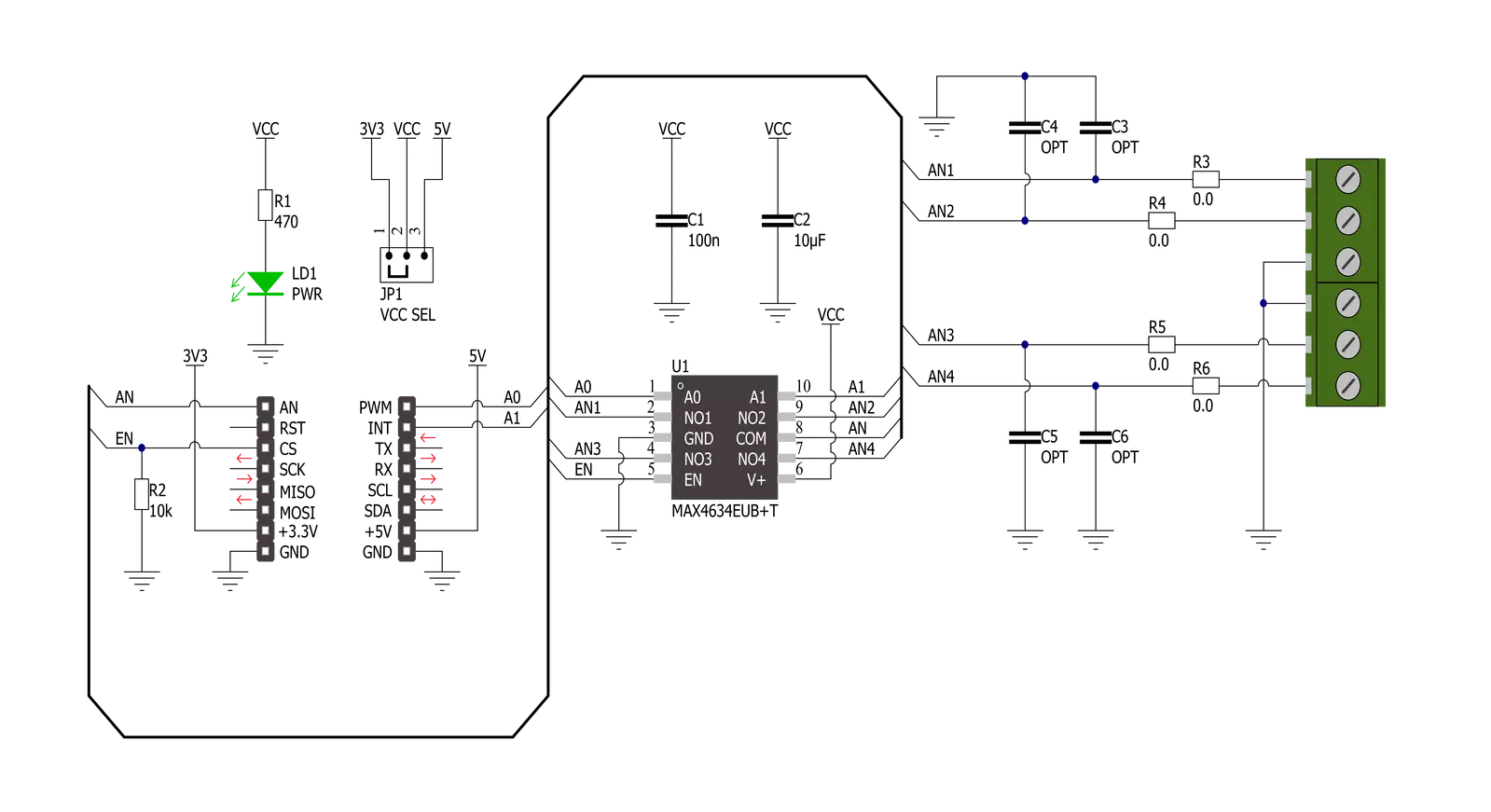 Analog MUX 5 Click Schematic schematic