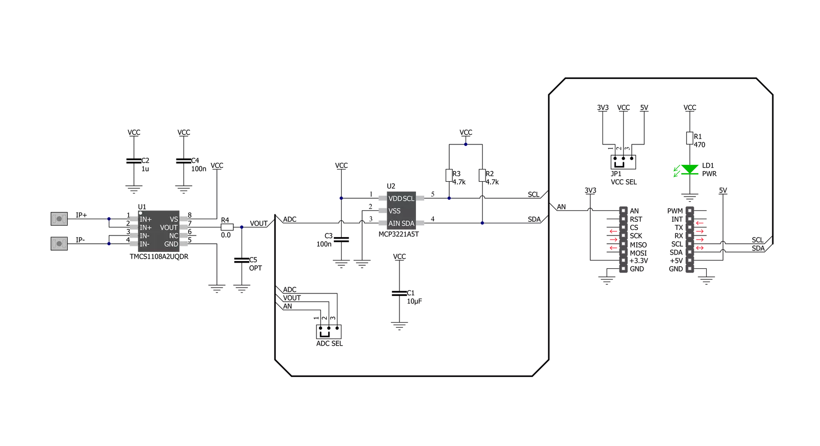 Hall Current 11 Click Schematic schematic