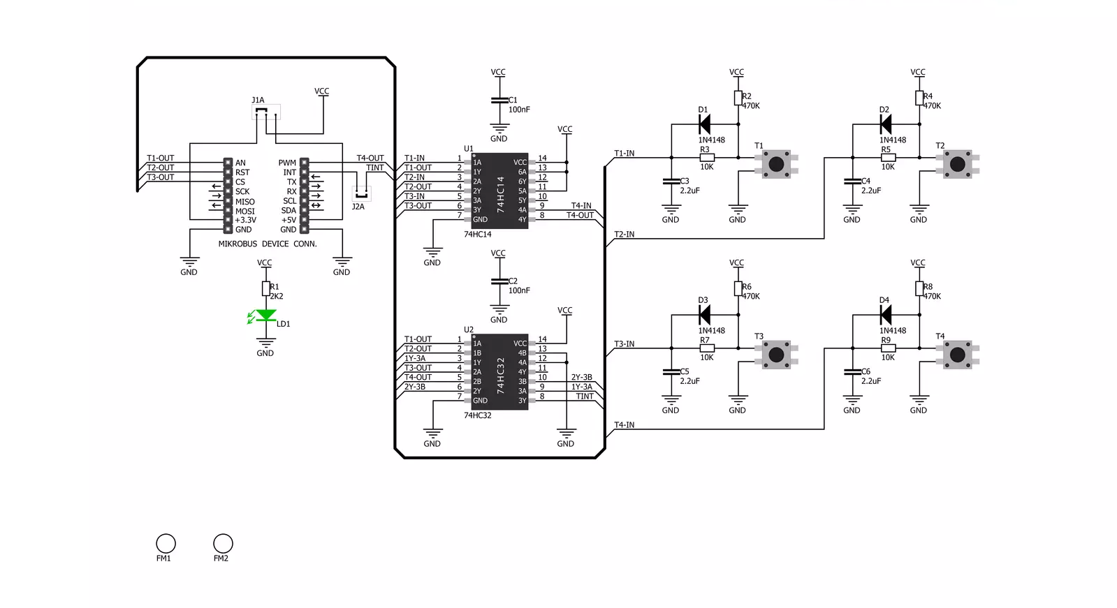 2x2 Key Click Schematic schematic