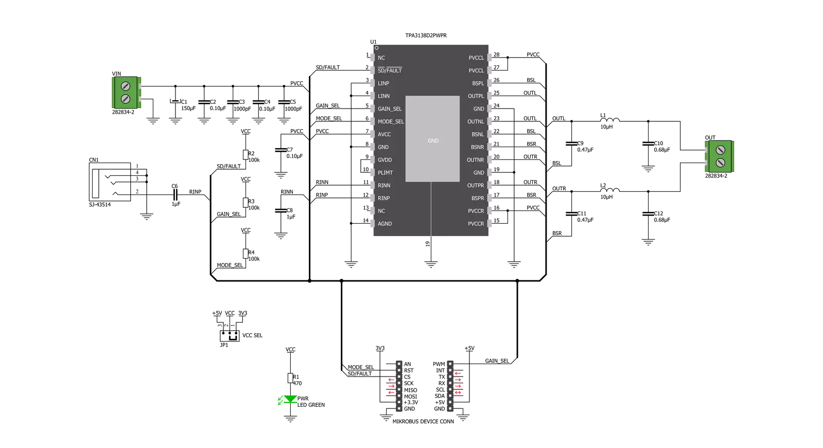 AudioAmp 6 Click Schematic schematic