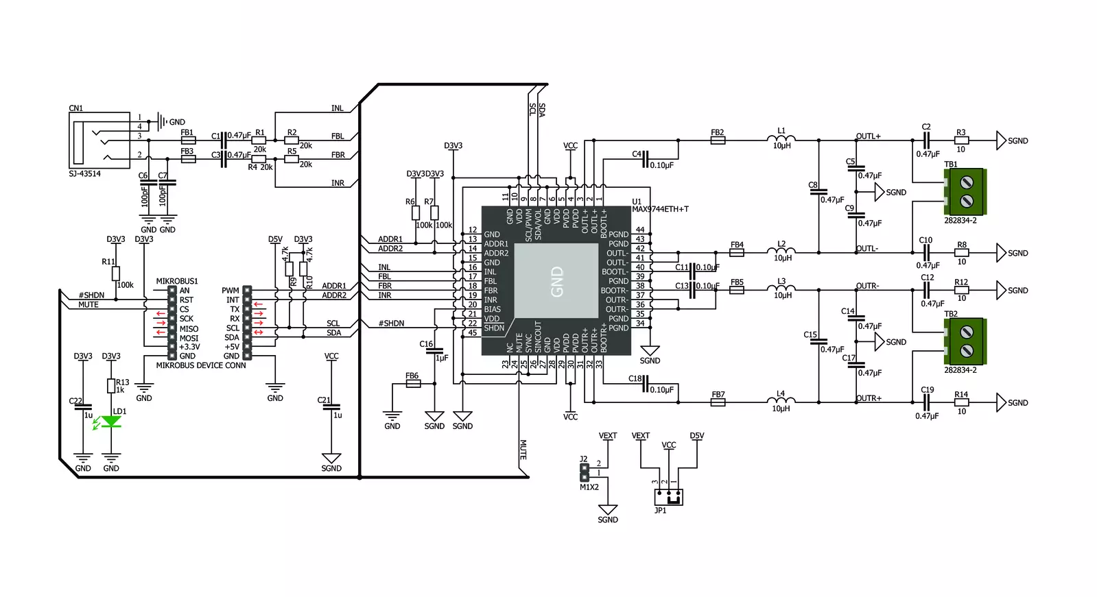 2x20W Amp Click Schematic schematic