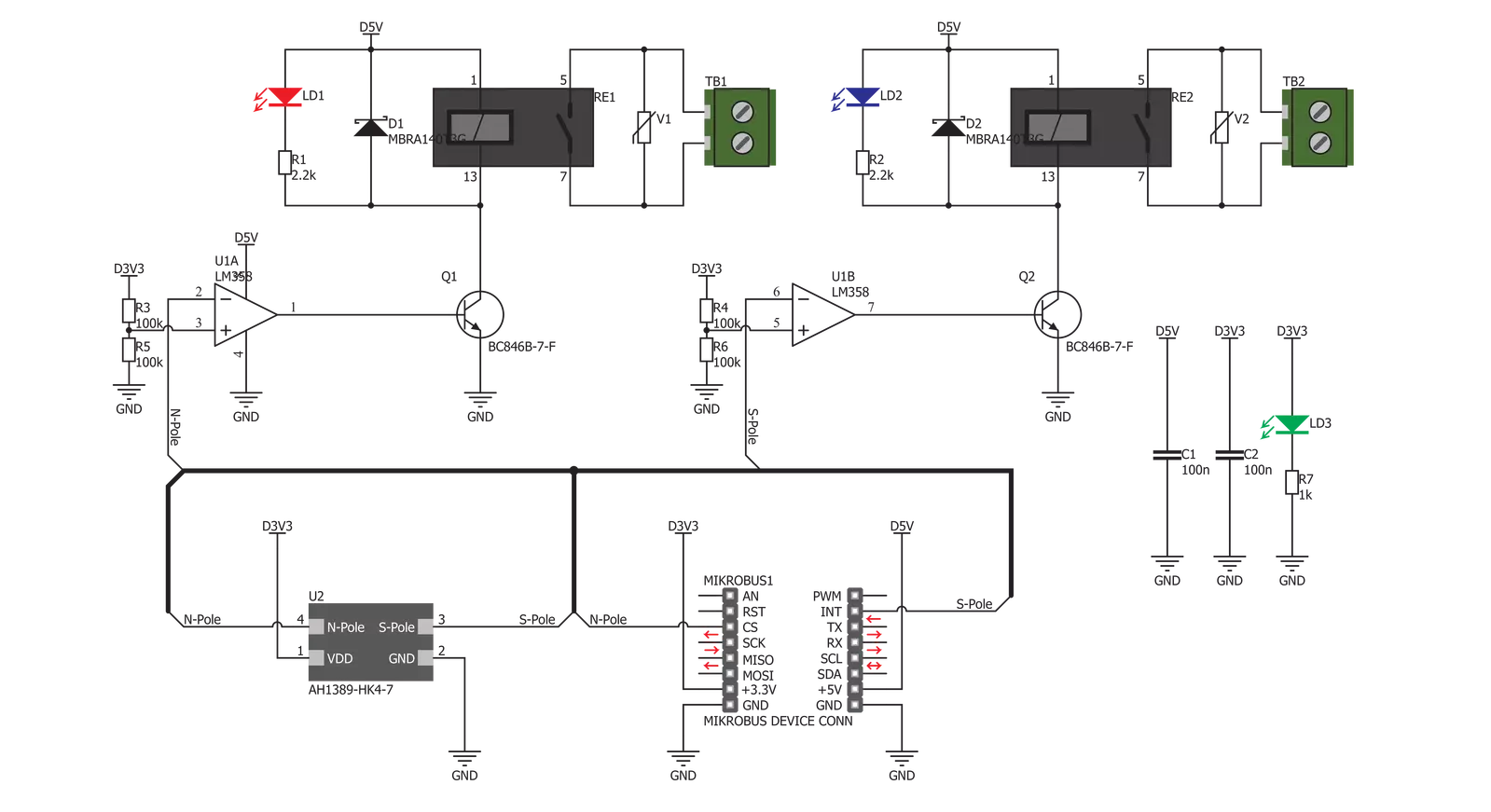 Hall Switch Click  Schematic schematic