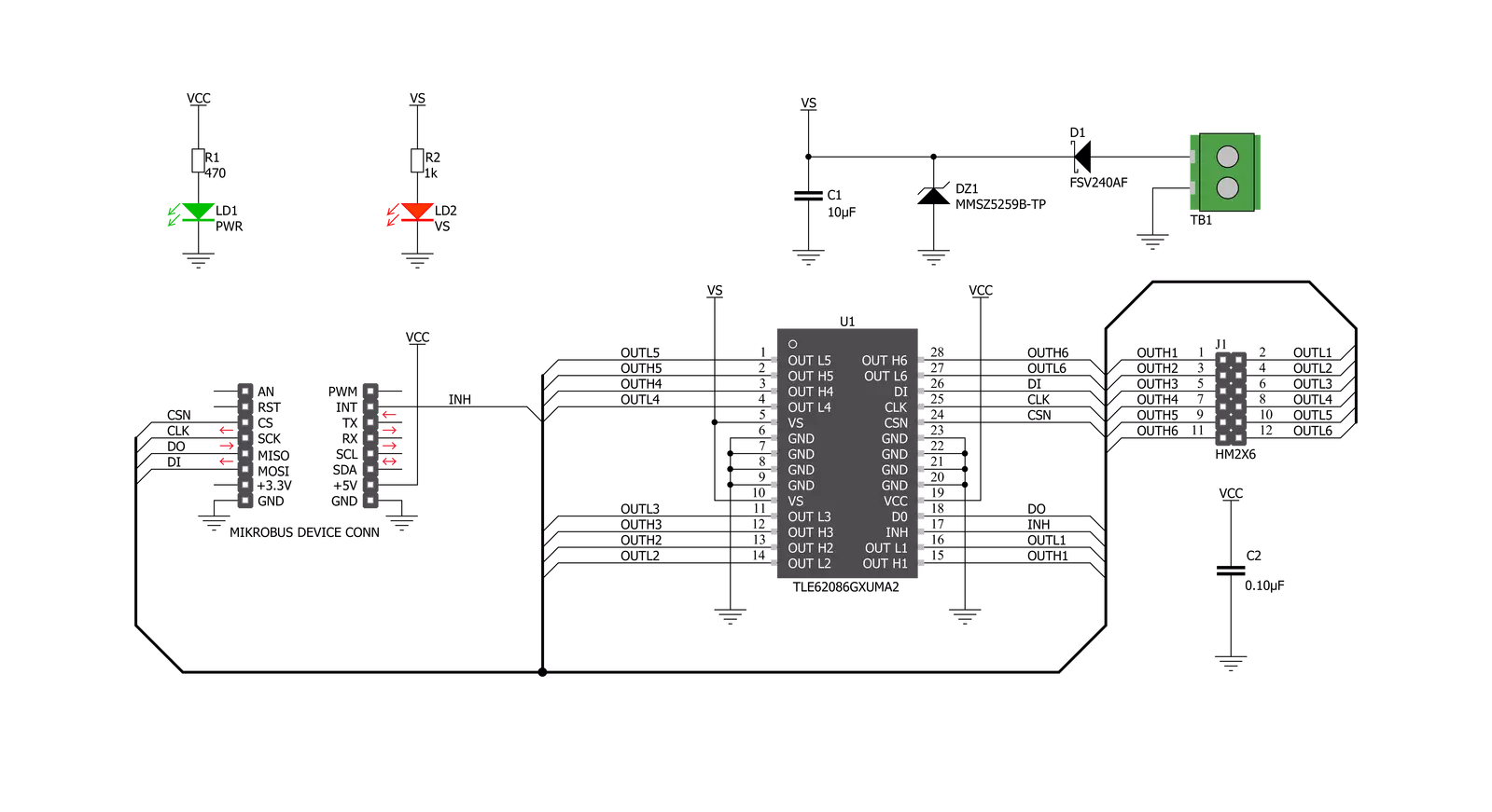 DC Motor 10 Click Schematic schematic