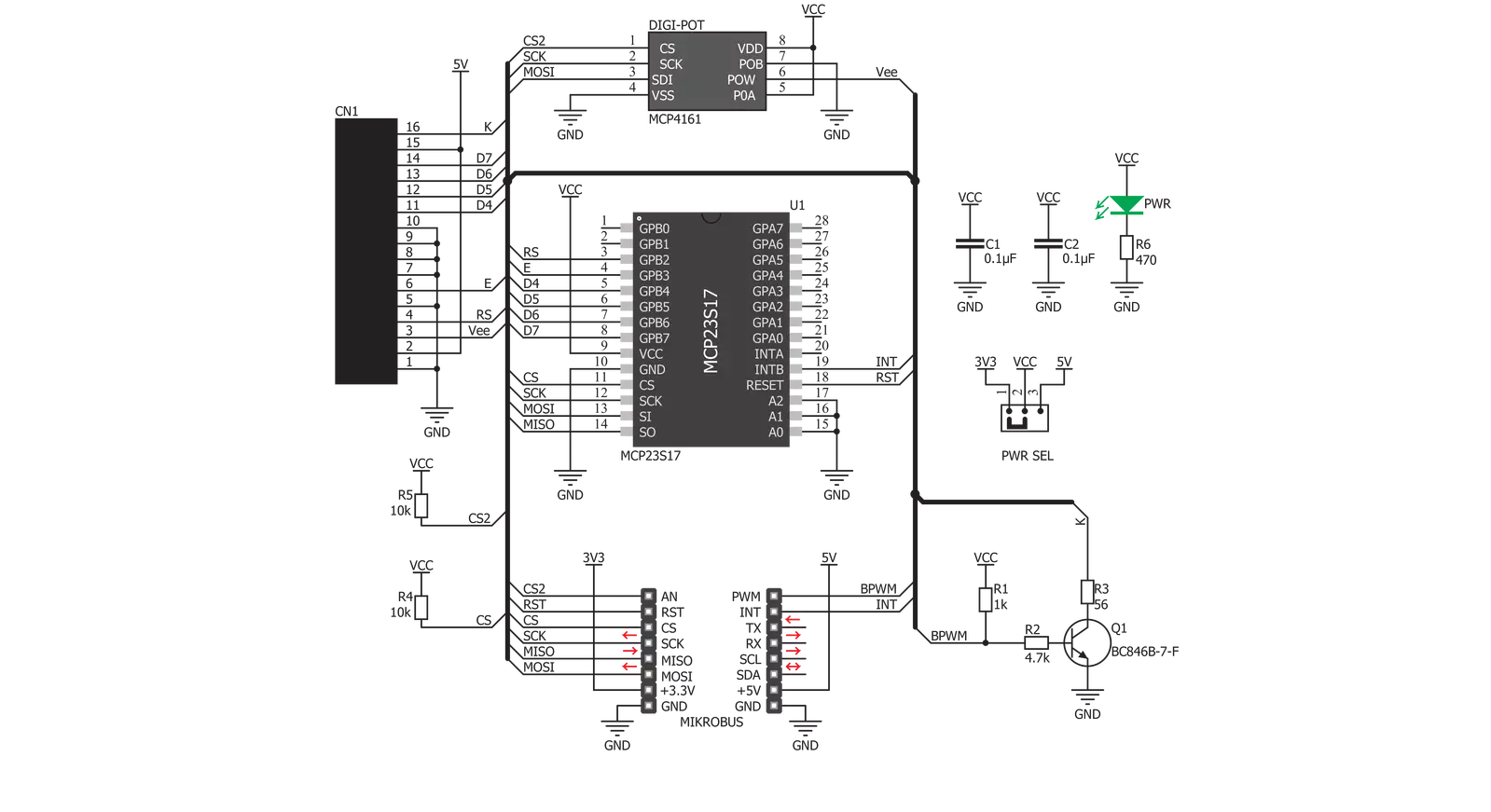 LCD mini Click Schematic schematic