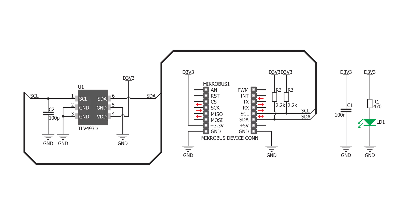 3D Hall 2 click Schematic schematic