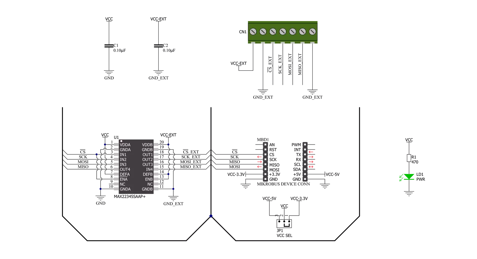 SPI Isolator 6 Click Schematic schematic