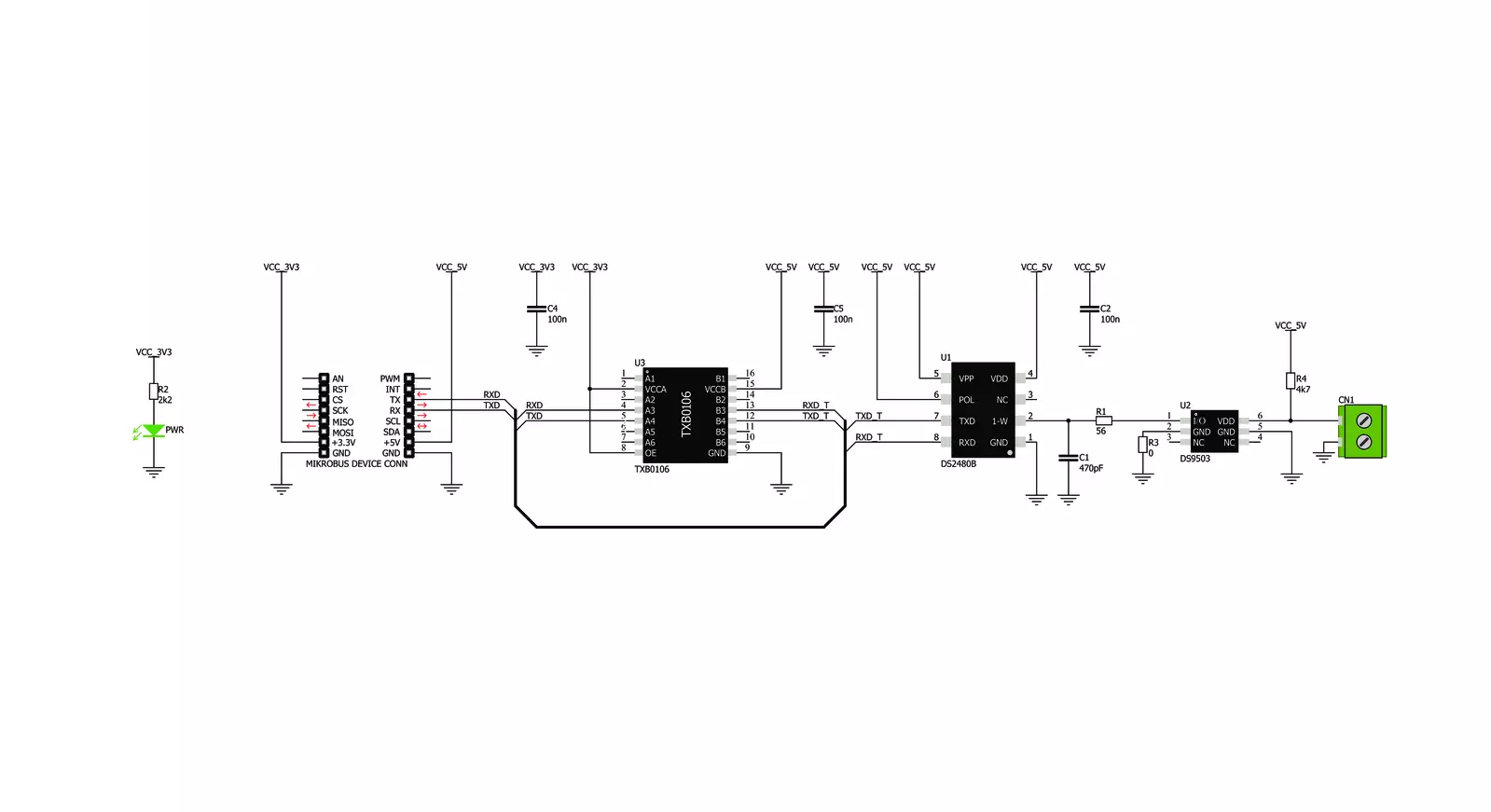 UART 1-Wire Click Schematic schematic