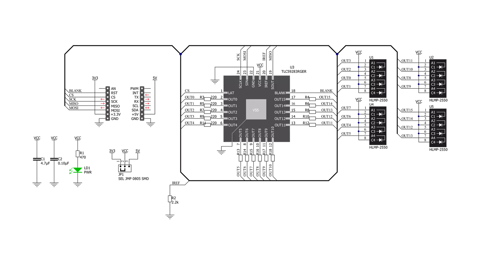 BarGraph 4 Click Schematic schematic