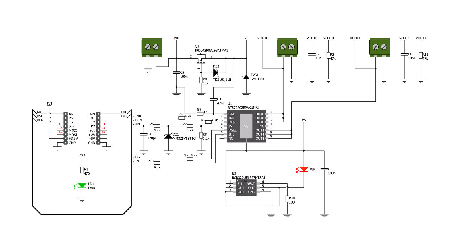 PROFET 2 Click - 3A Schematic schematic