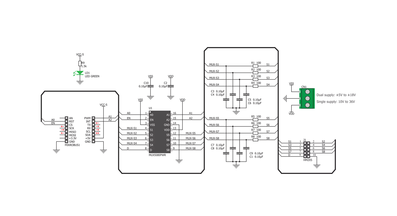 MUX 2 click Schematic schematic