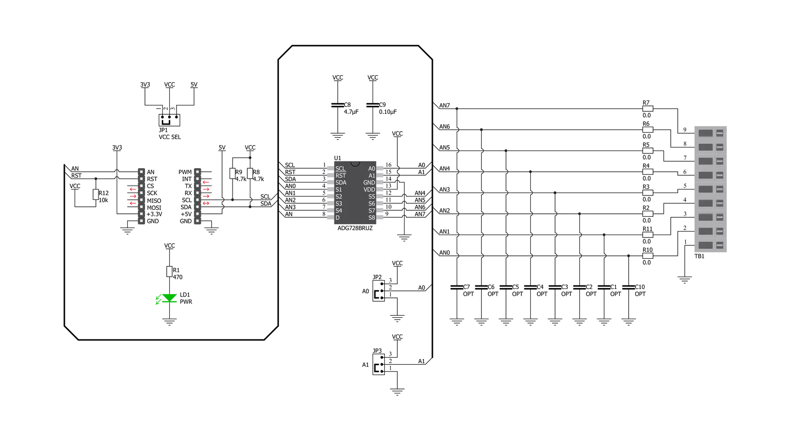 Analog MUX 2 Click Schematic schematic