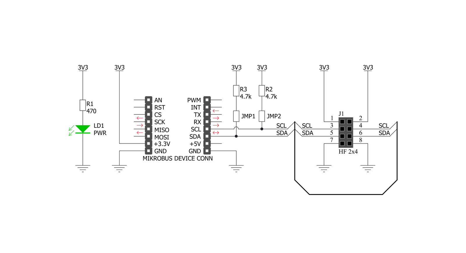 8-pin I2C Click Schematic schematic