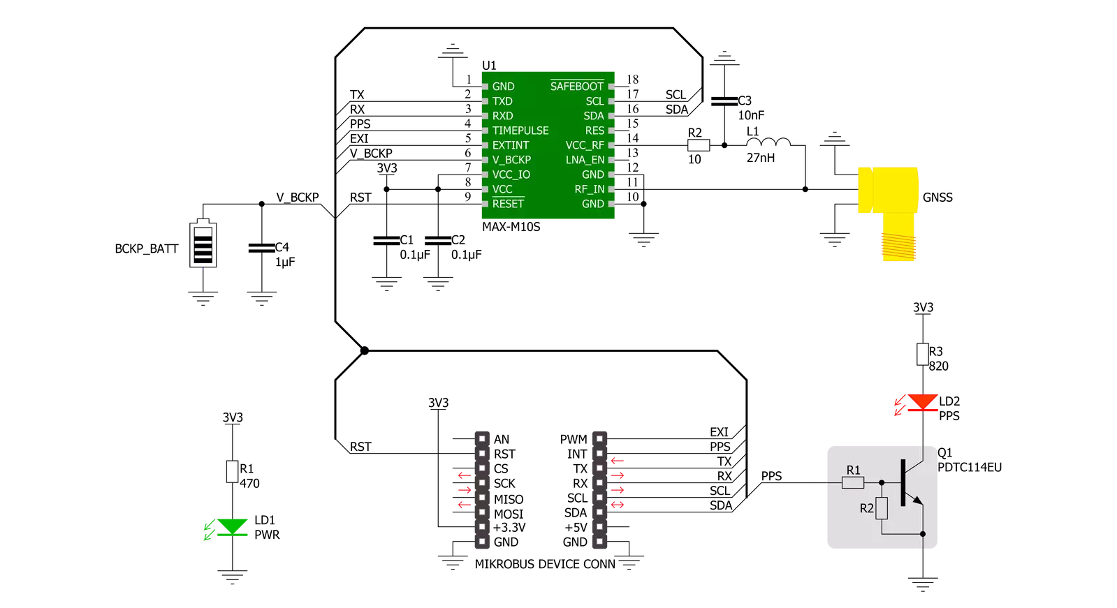 GNSS MAX Click Schematic schematic