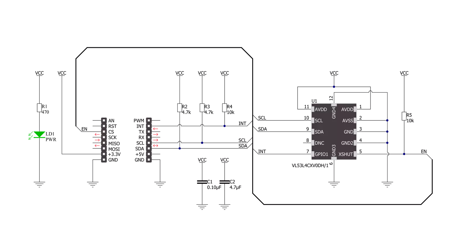 LightRanger 10 Click Schematic schematic