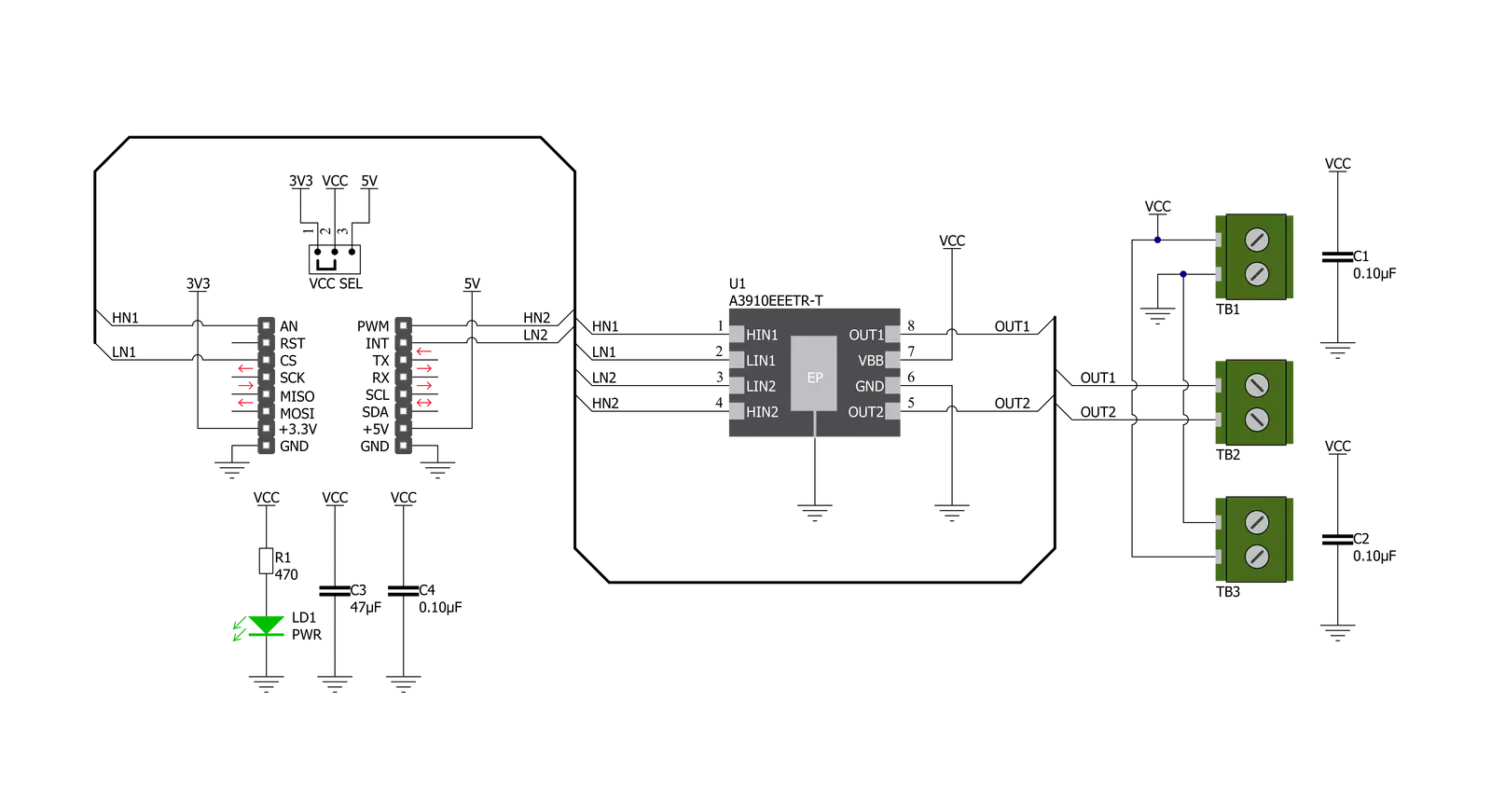 DC Motor 21 Click Schematic schematic