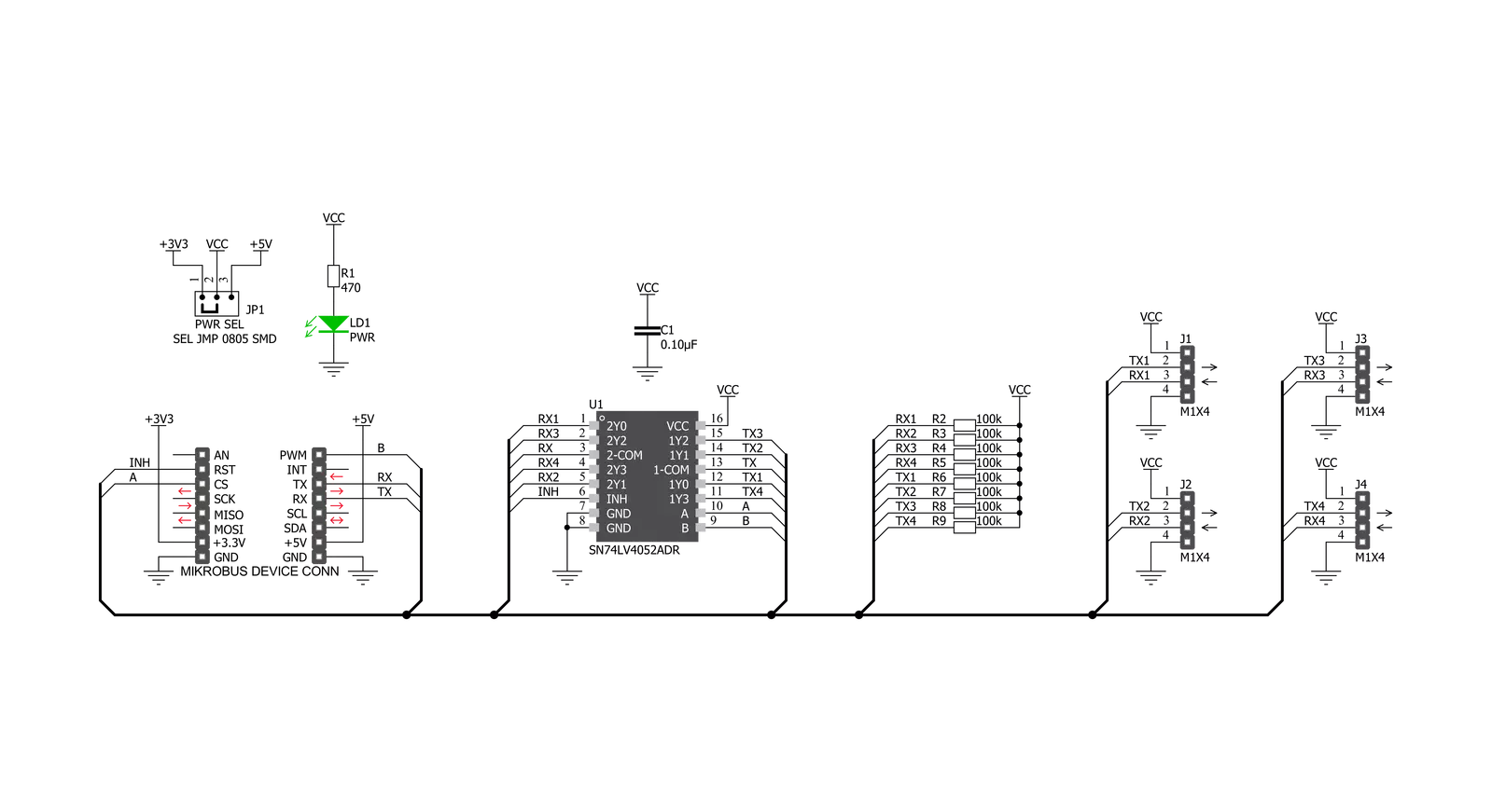 UART MUX Click Schematic schematic