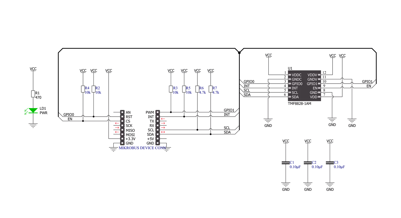 LightRanger 9 Click Schematic schematic