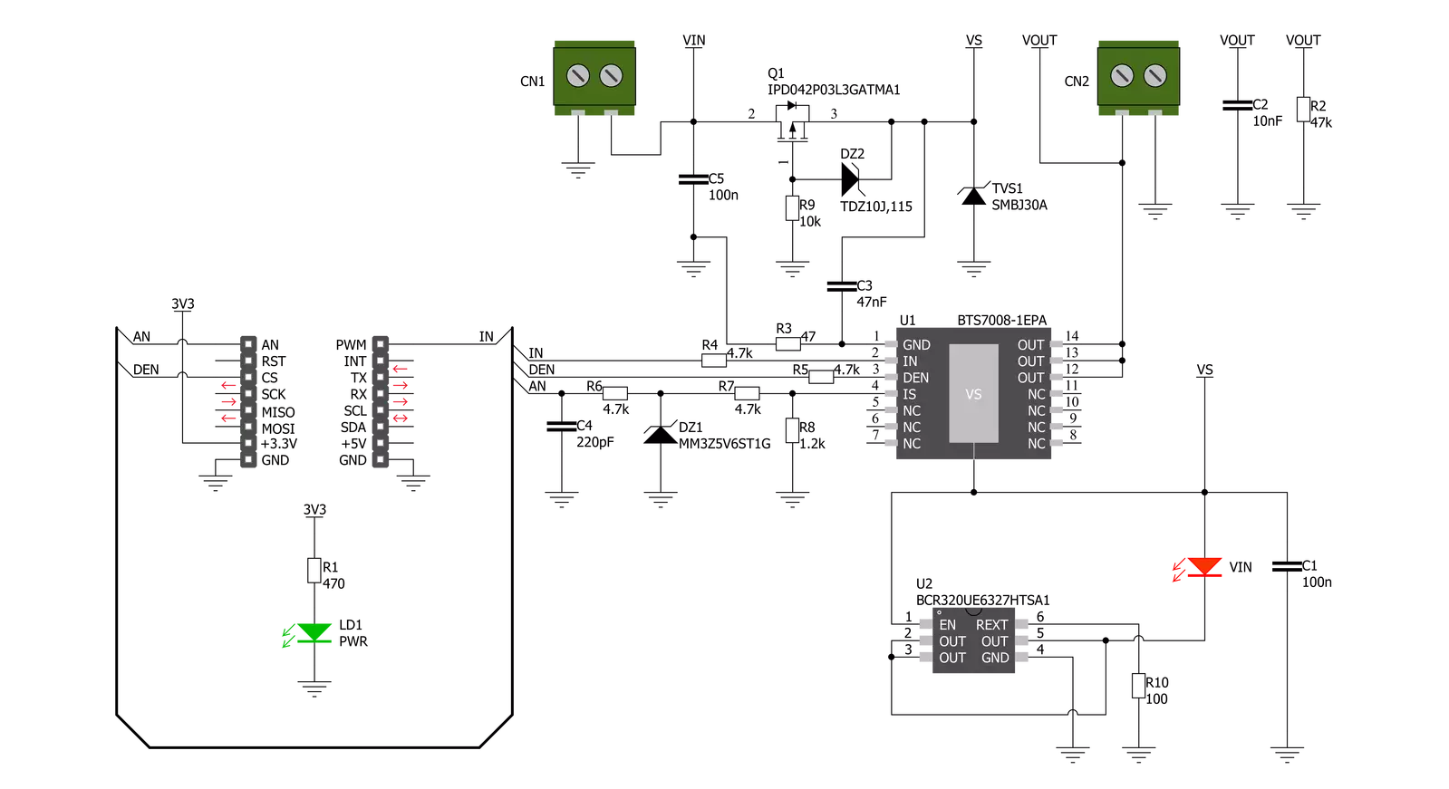 PROFET Click - 10A Schematic schematic