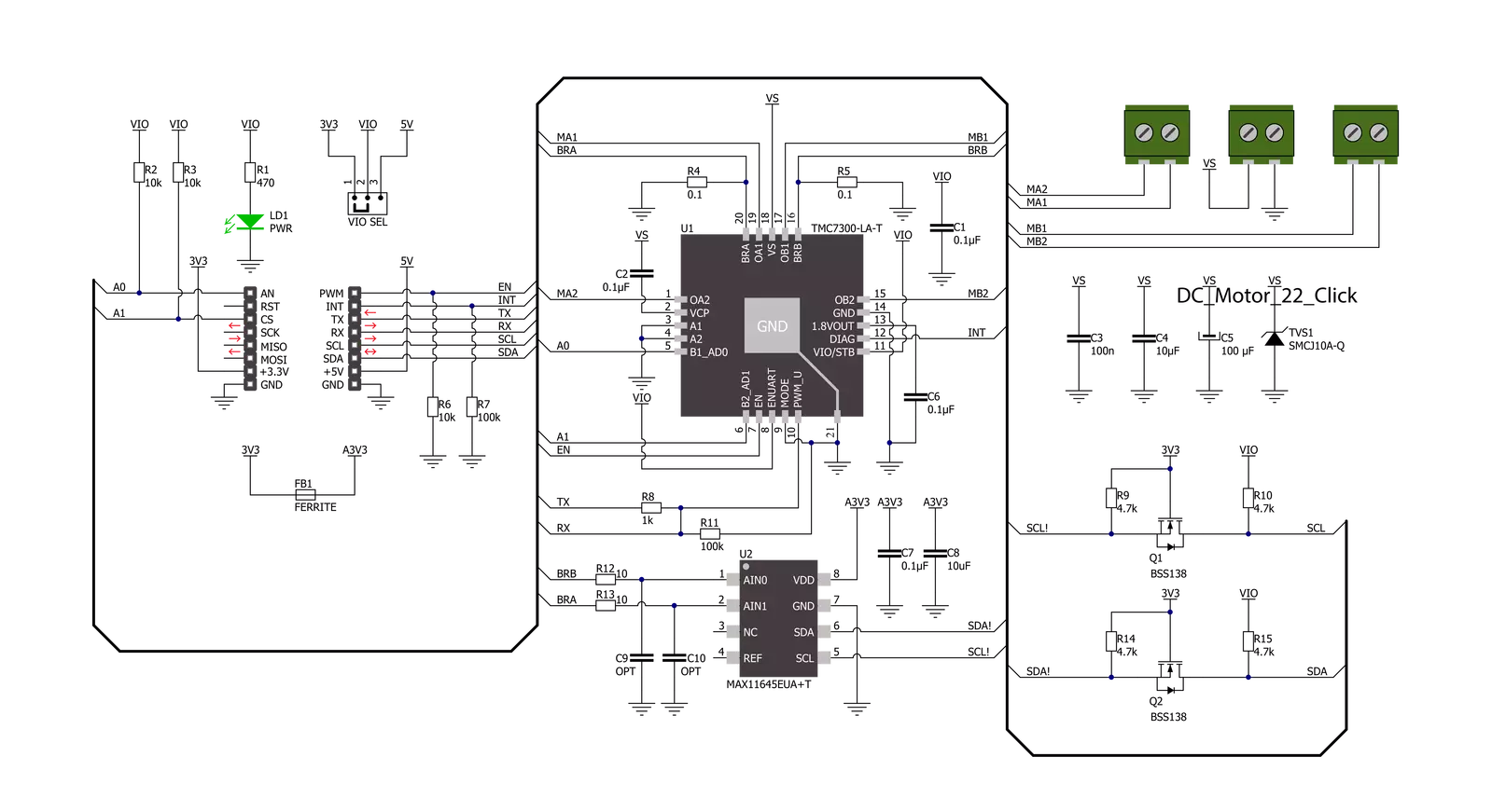 DC Motor 22 Click Schematic schematic