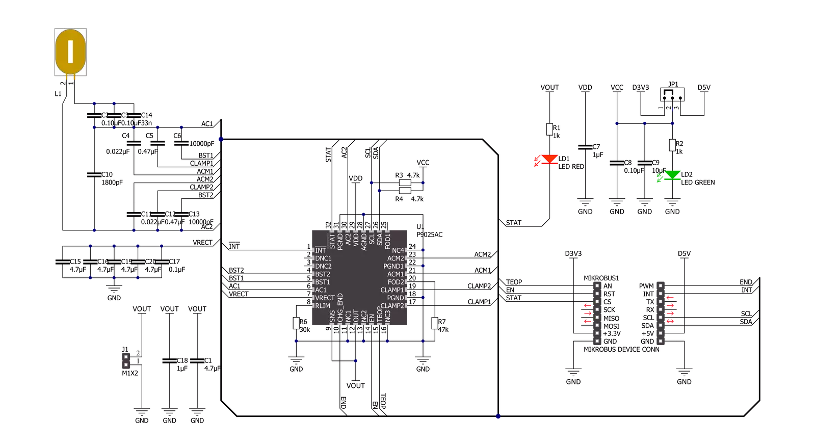 Qi Receiver Click Schematic schematic