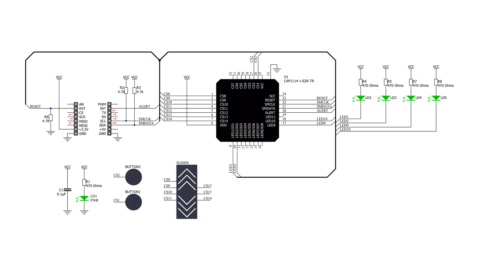 CapSense 2 Click Schematic schematic