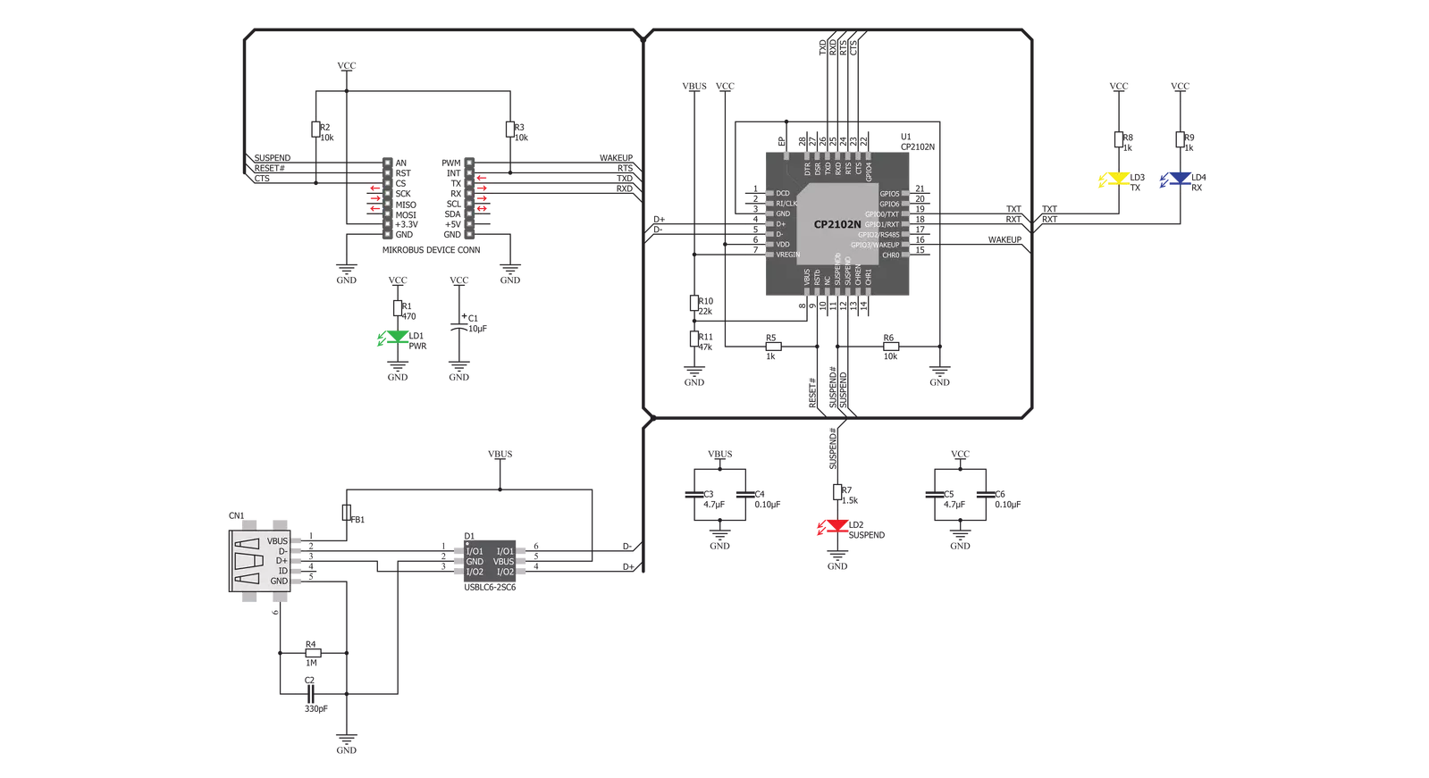 USB UART 3 Click Schematic schematic