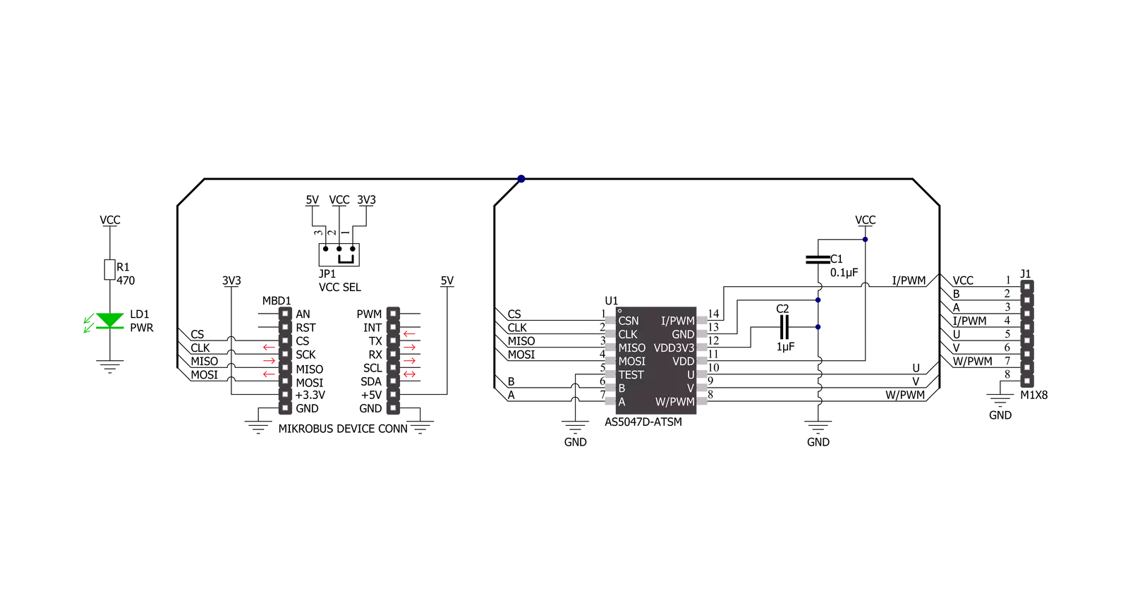 Magnetic Rotary 4 Click Schematic schematic