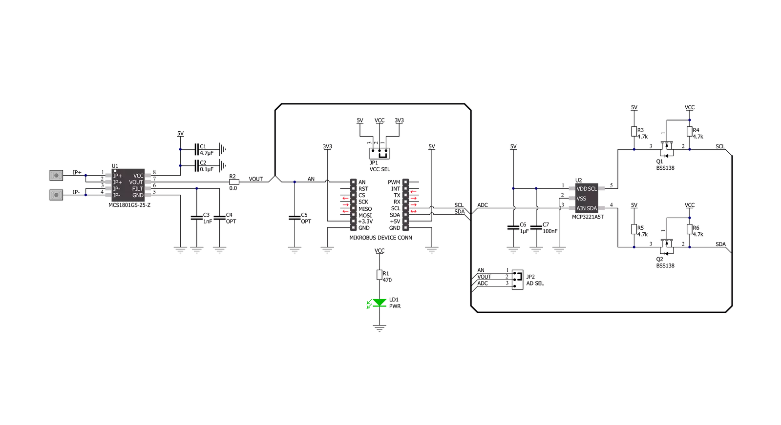 Hall Current 14 Click Schematic schematic