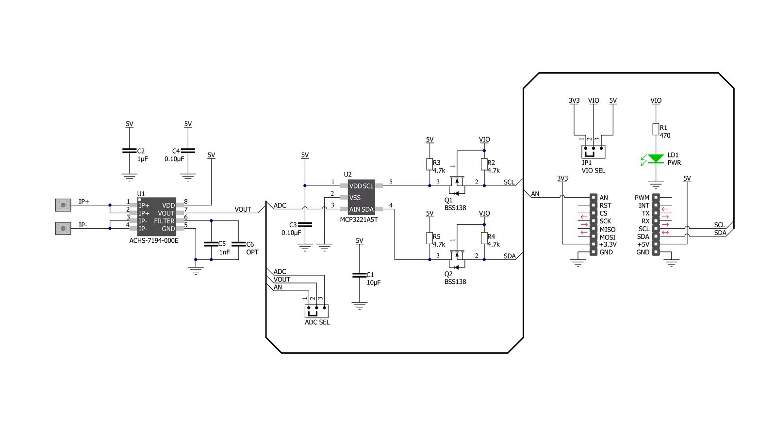 Hall Current 10 Click Schematic schematic