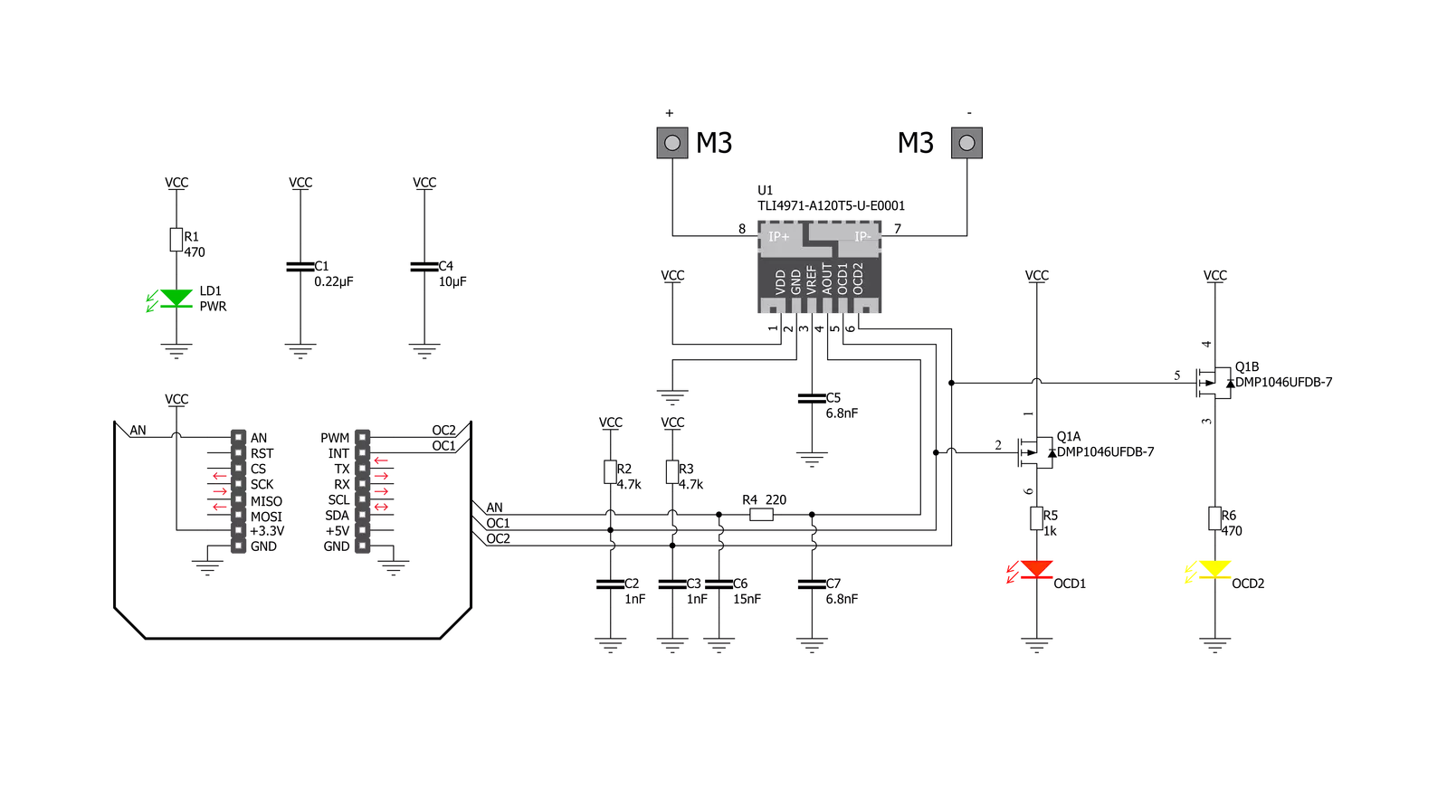 Hall Current 8 Click - 120A Schematic schematic