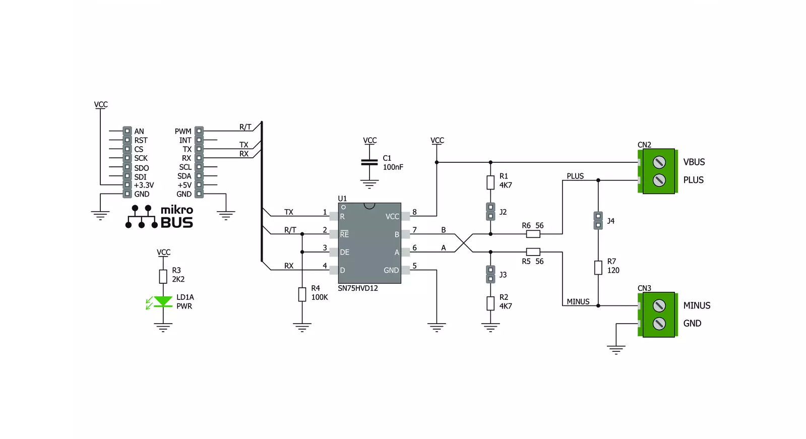 RS485 Click 3.3V Schematic schematic