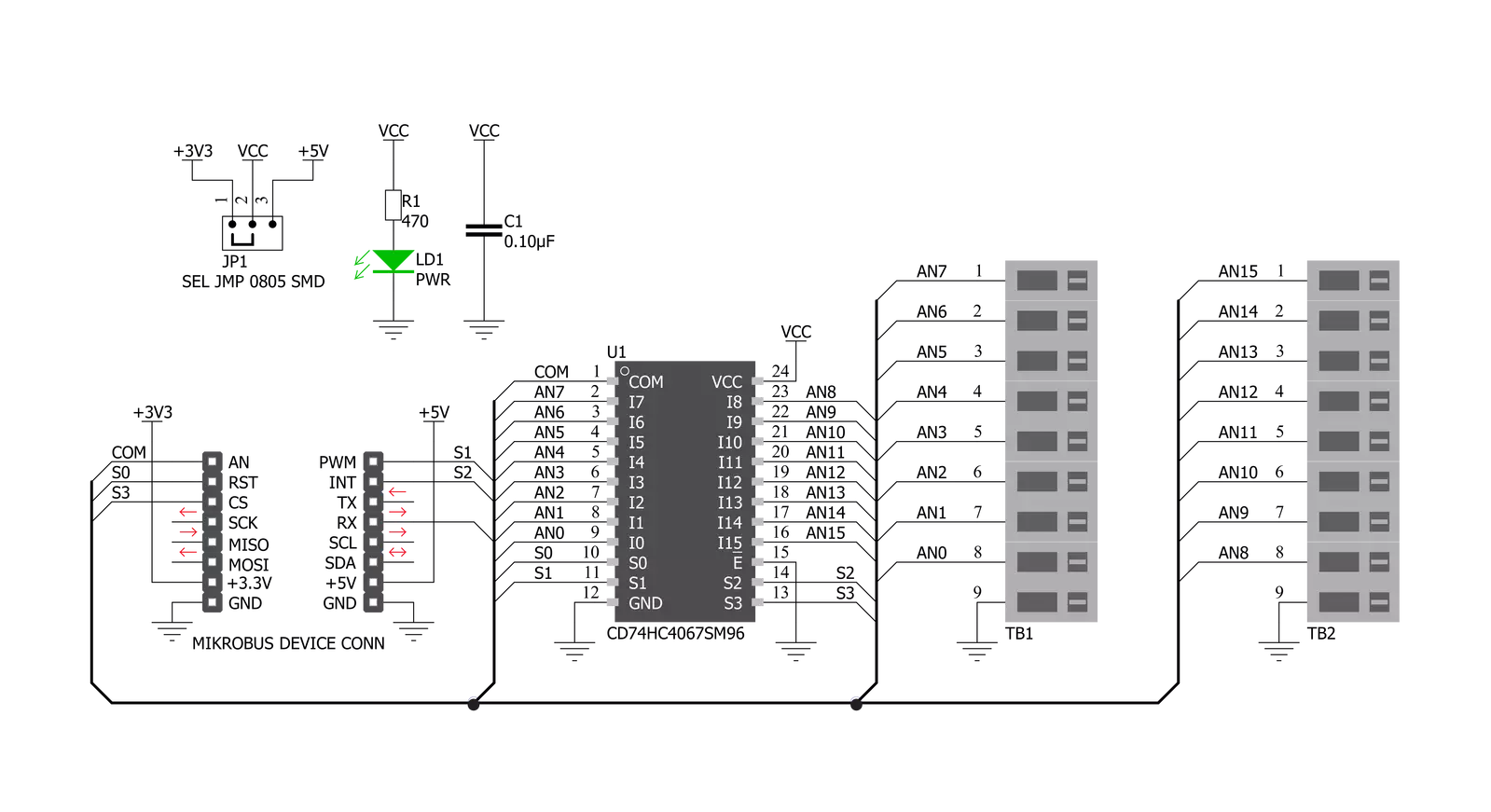 Analog MUX Click Schematic schematic