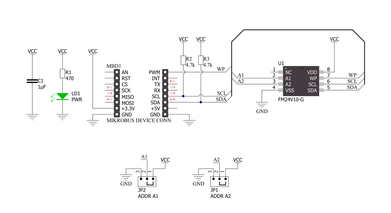 FRAM 5 Click Schematic schematic