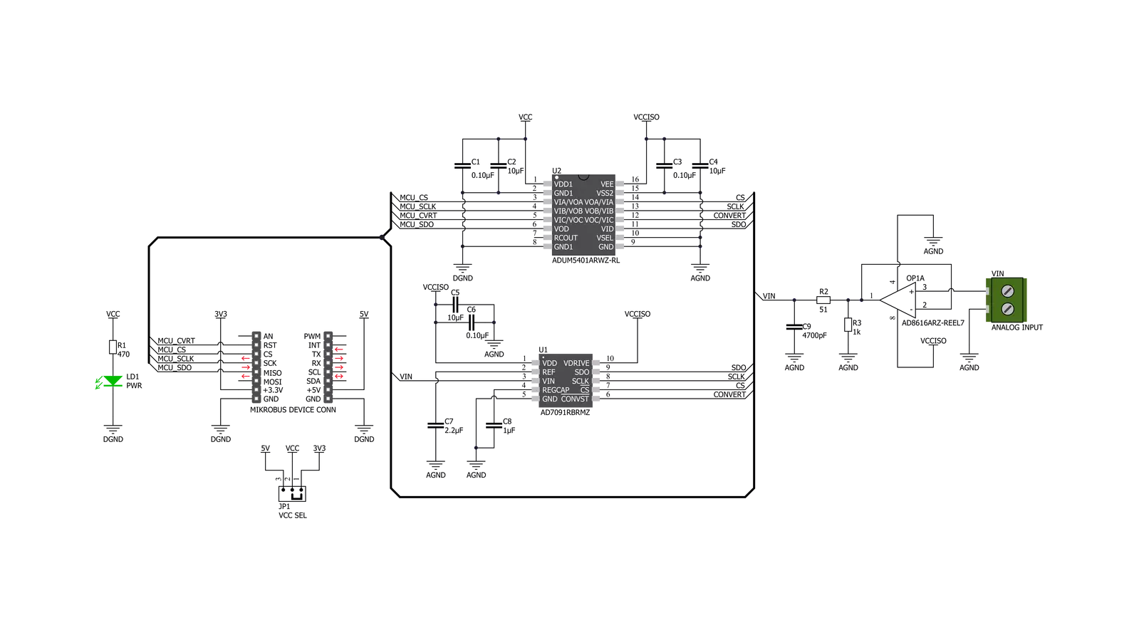 ISO ADC 2 Click Schematic schematic