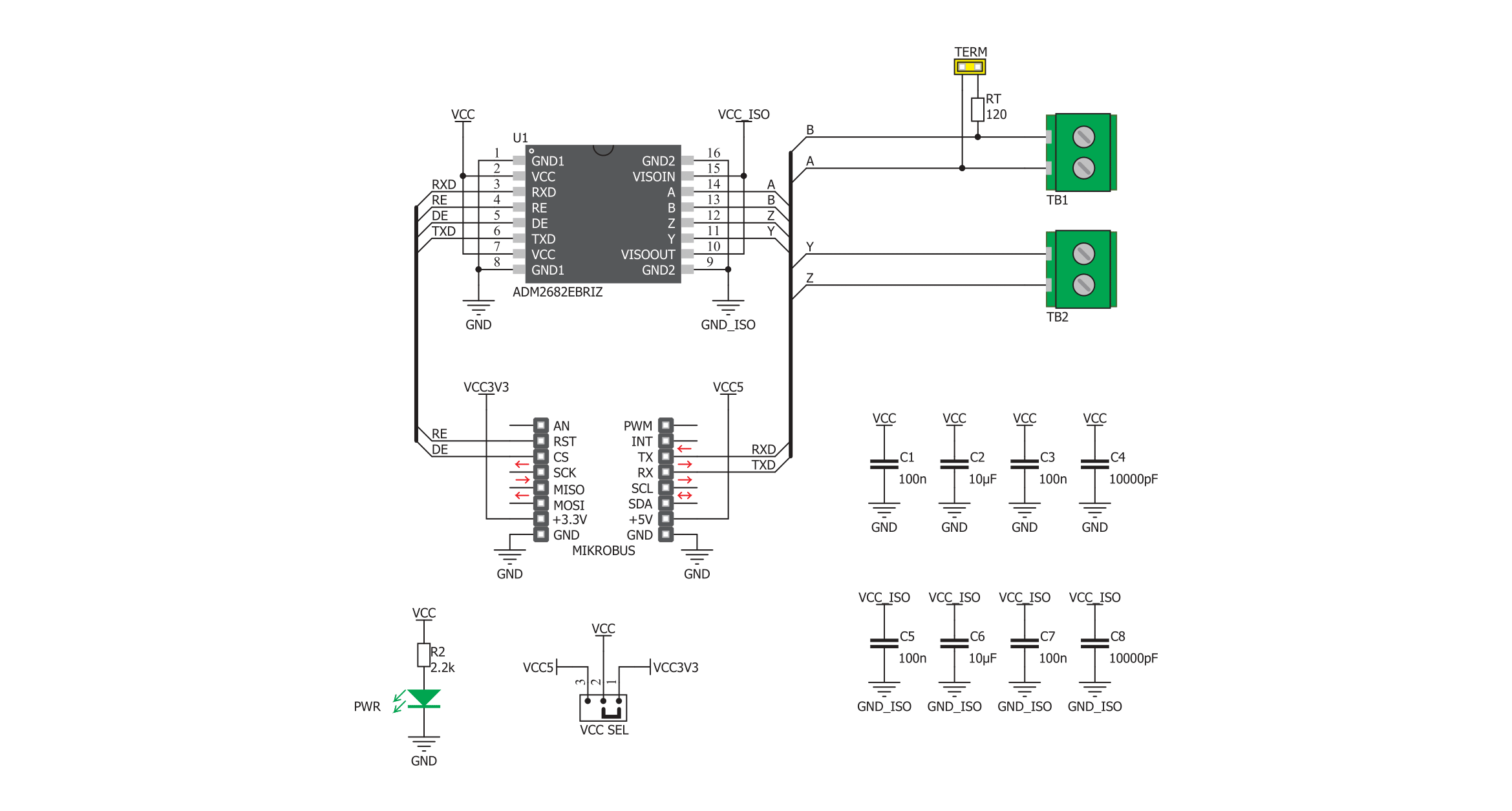 RS485 Isolator Click Schematic schematic