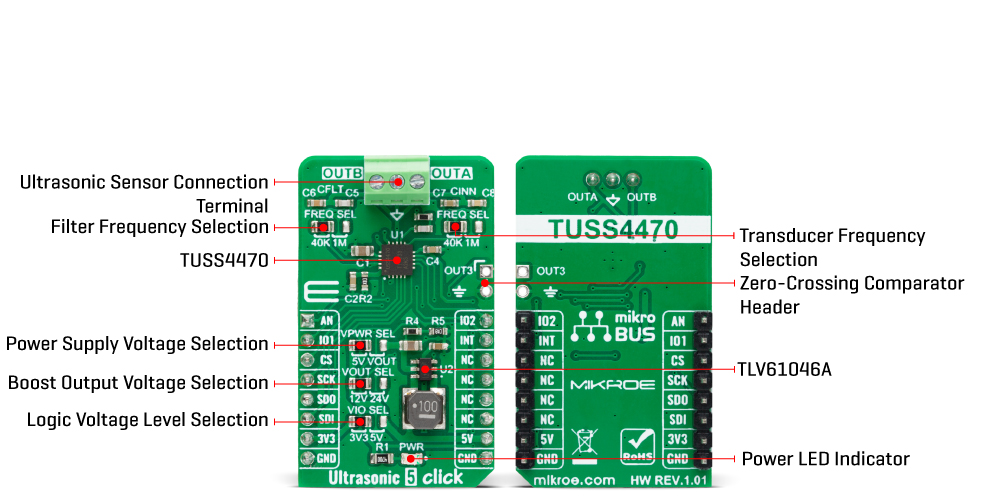 Ultrasonic 5 Click hardware overview image
