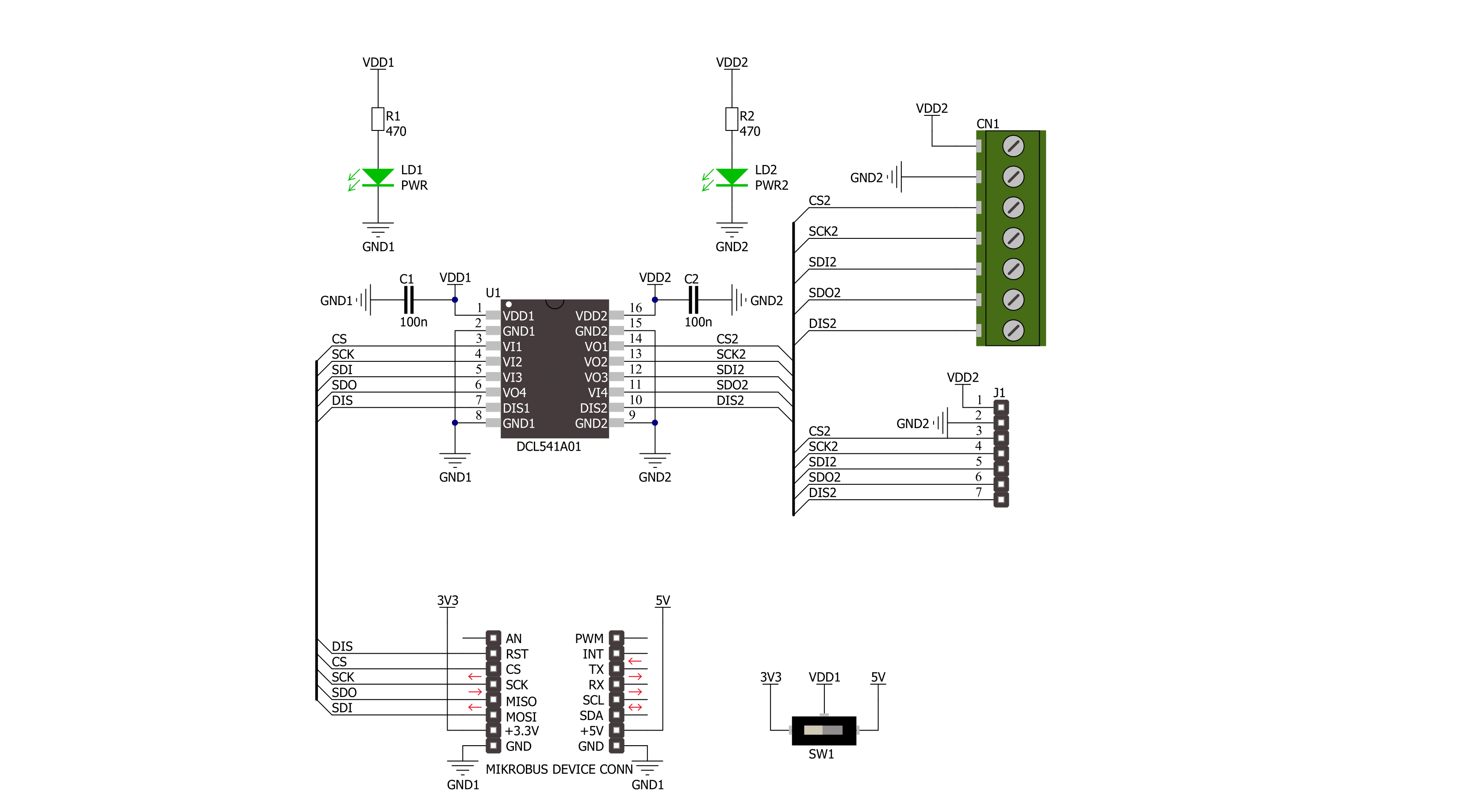 SPI Isolator 5 Click Schematic schematic