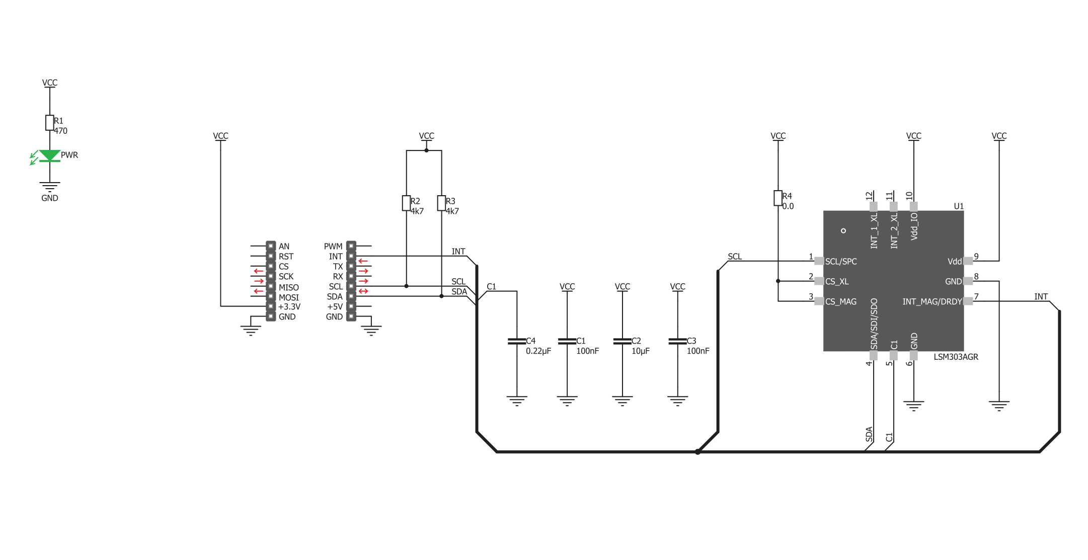 LSM303AGR Click Schematic schematic