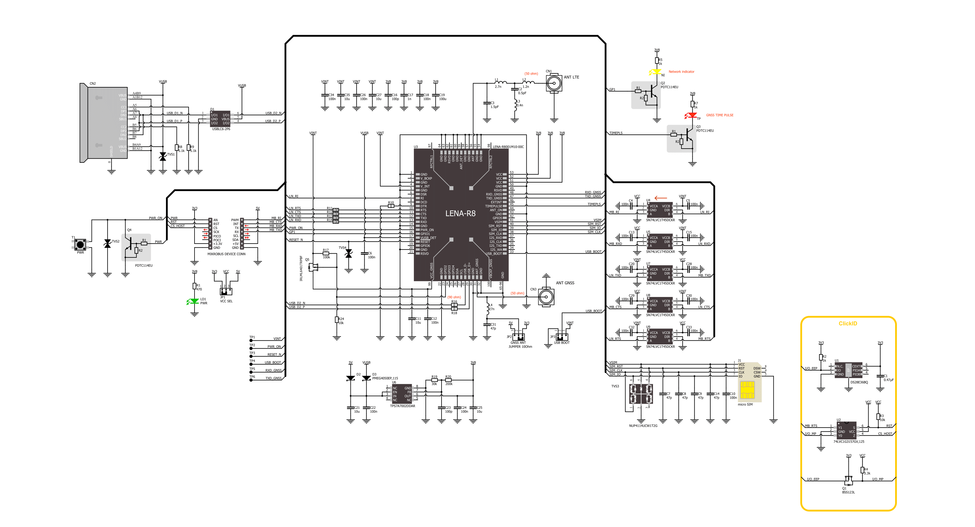 4G LTE&GNSS Click Schematic schematic