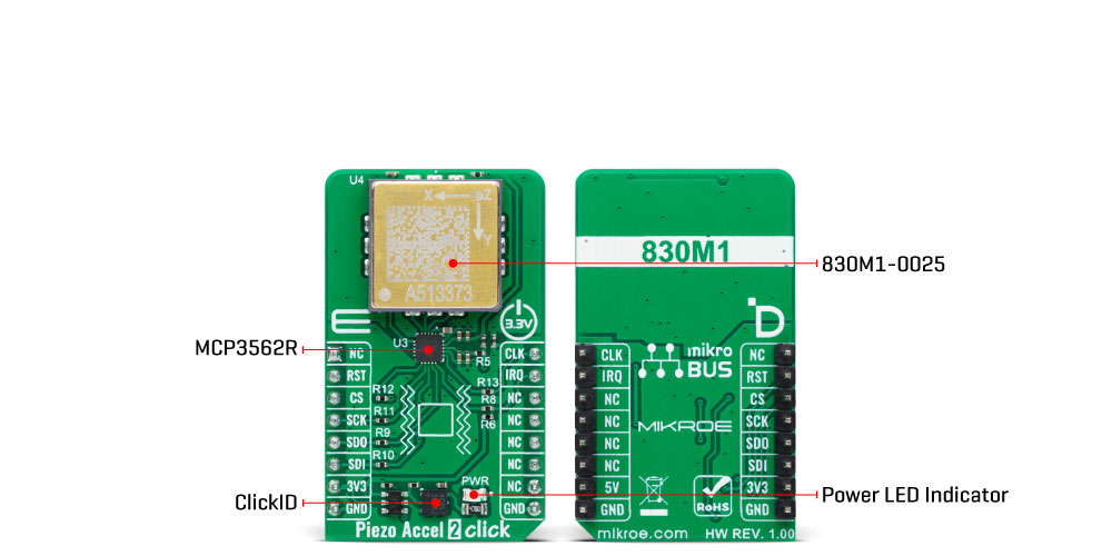 Piezo Accel 2 Click - 25g hardware overview image